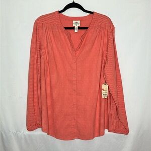 NWT Coral Button-Up Blouse